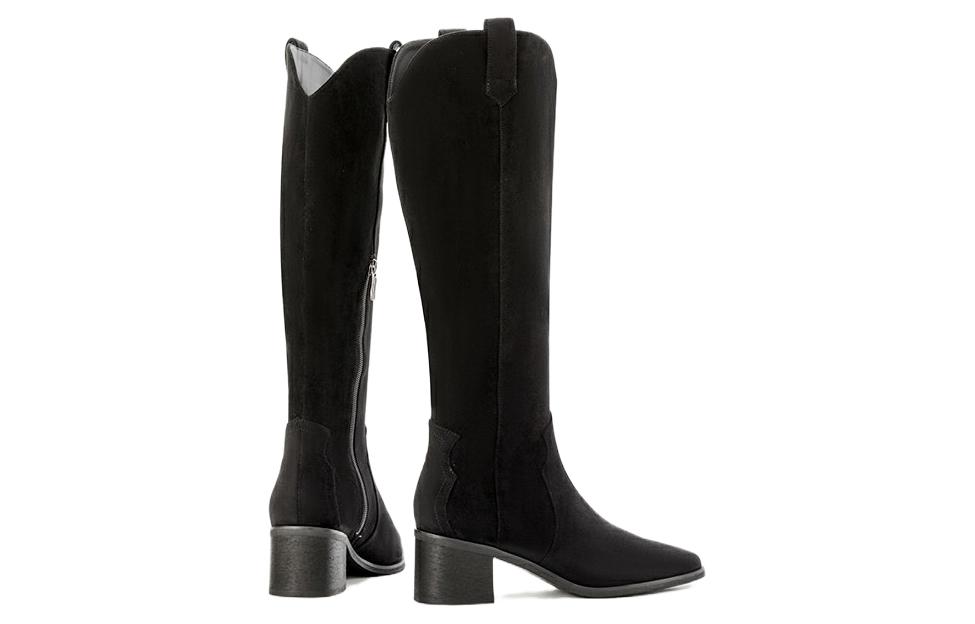 Shop (Women) Aokang Pointed Toe Zip-up High Boots 'Black' 1224911008