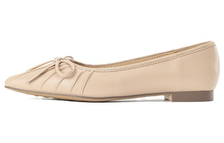 (Women) Aokang PU 'Apricot Pointed-Toe Casual Loafers' 1234111039