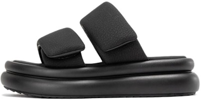 (Women) Aokang PU 'Black One-Strap Slides' 1234821121 (Women) Aokang PU 'Black One-Strap Slides' 1234821121