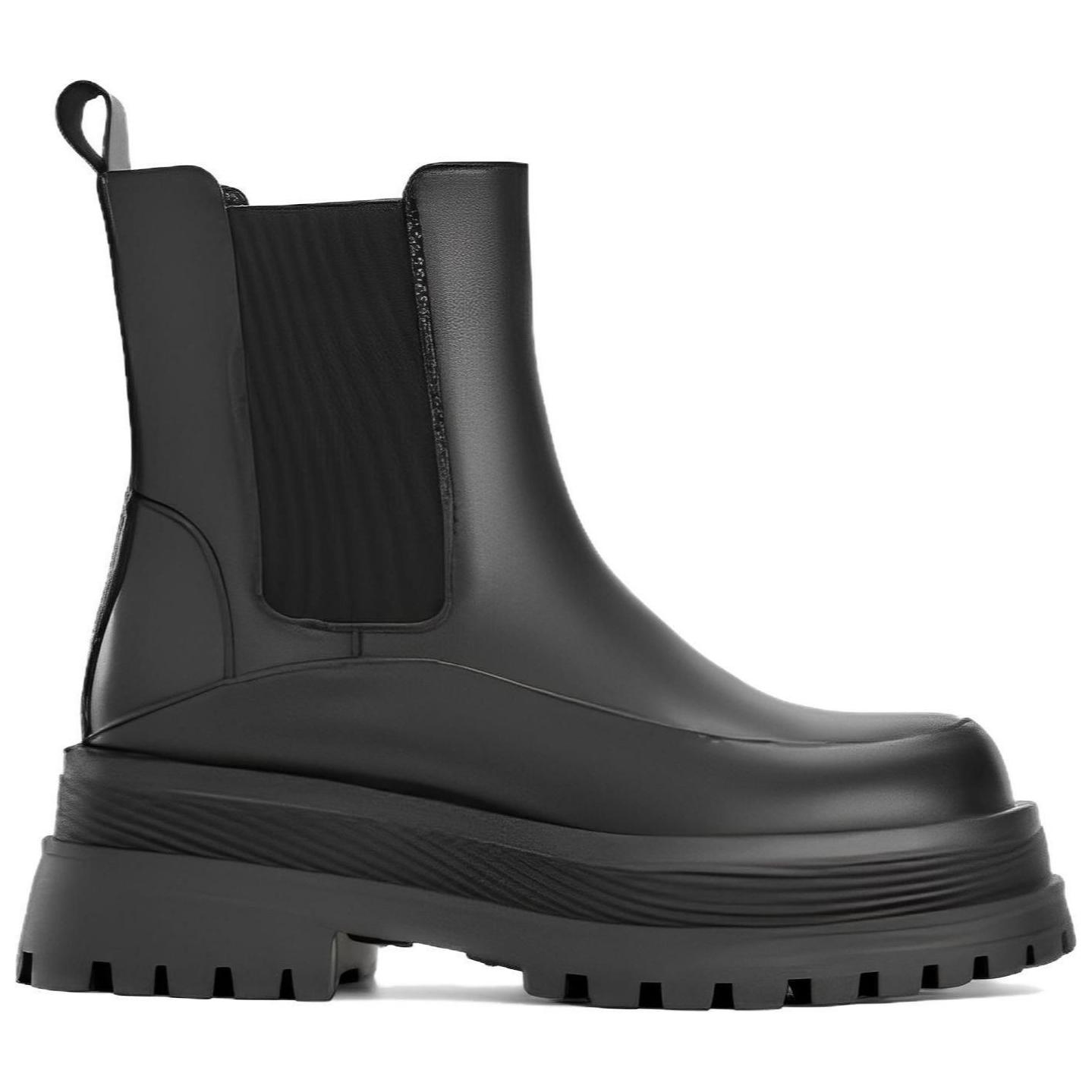 (W) Aokang PU 'Fashion Casual Mid-Calf Black Chelsea' 圖 2