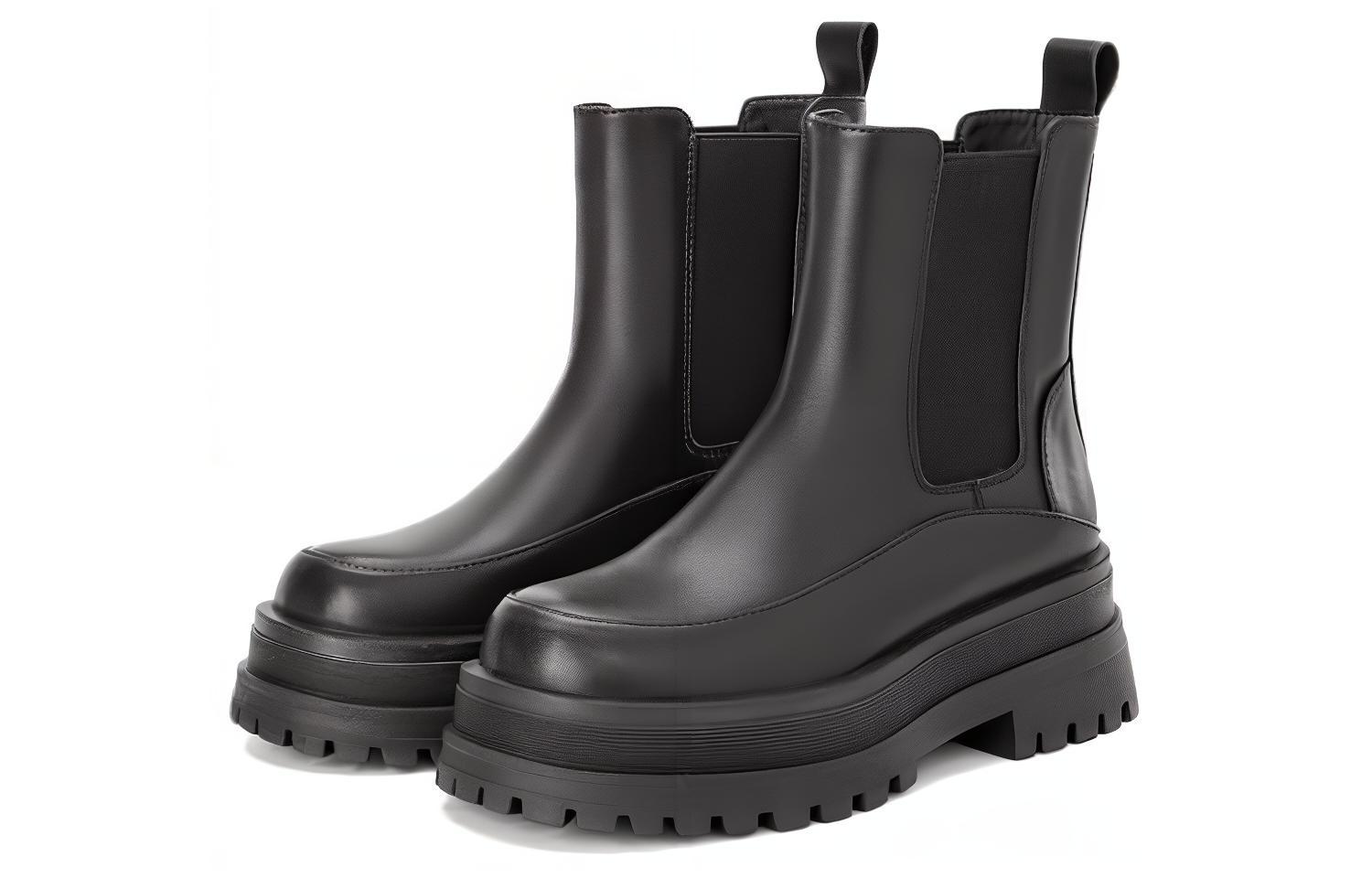 (W) Aokang PU 'Fashion Casual Mid-Calf Black Chelsea' 圖 3