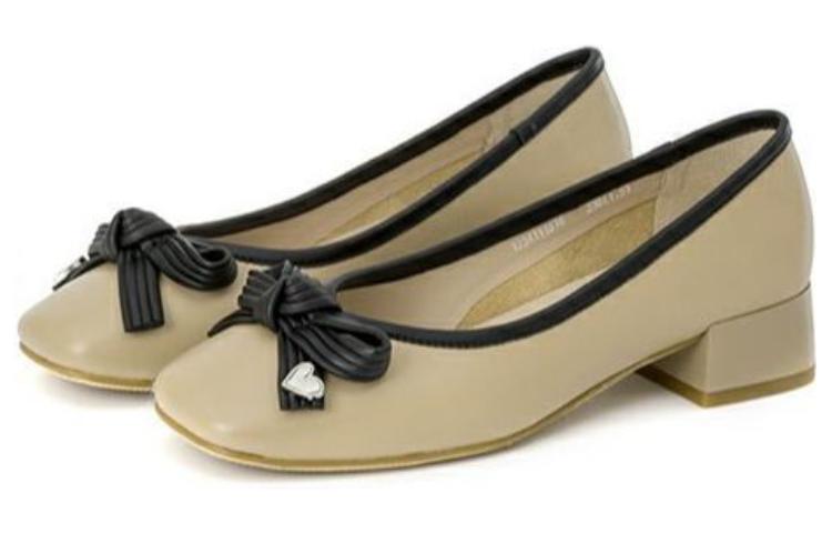 (W) Aokang PU 'Khaki Black Elegant Casual'