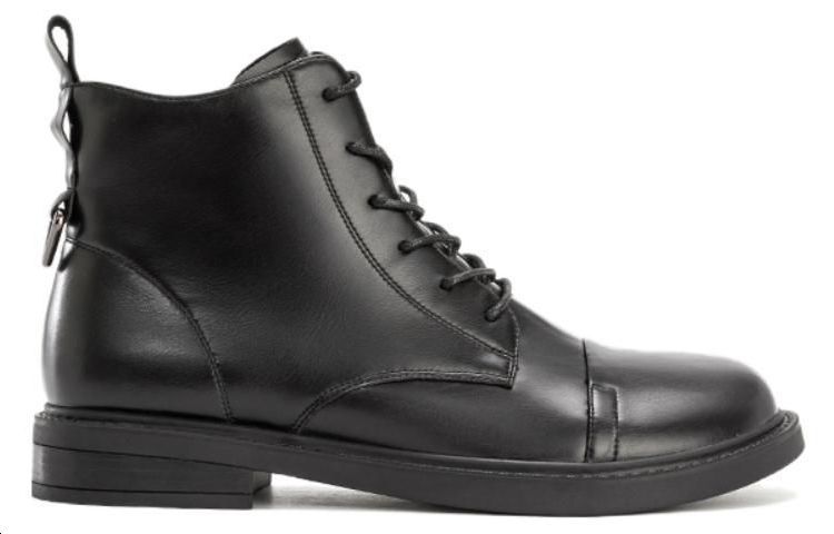 (W) Aokang PU Black 'Fashion Round Toe Lace-Up Mid-Calf Martin Boots' 圖 2