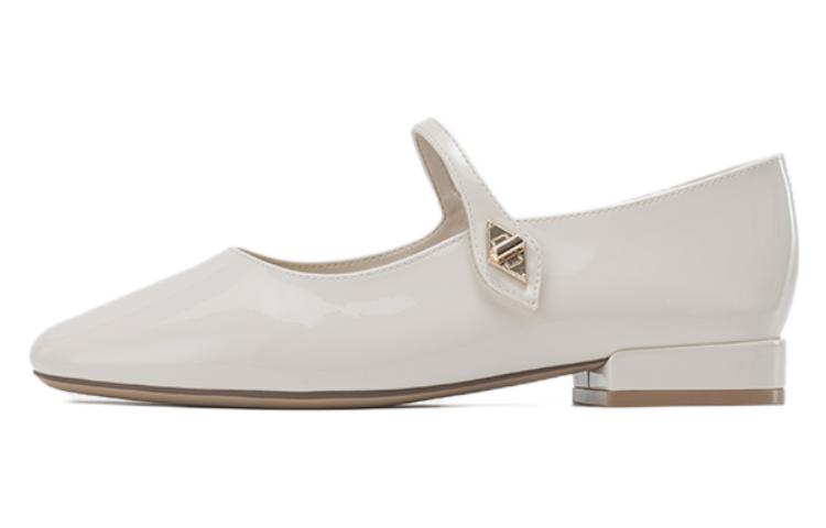 (Women) Aokang PU Casual Flats 'Beige' 'French Elegance Mary Jane' 1234211092
