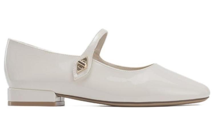 Order (W) Aokang PU Kasual Flats 'Beige' 'French Elegance Mary Jane' 1234211092