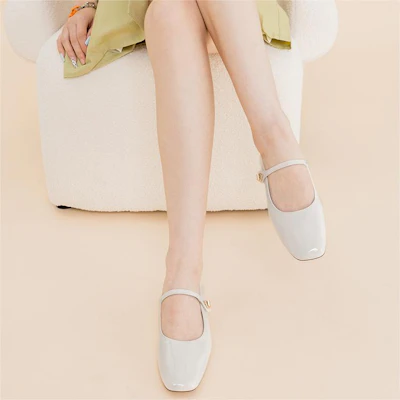 (W) Aokang PU Kasual Flats 'Beige' 'French Elegance Mary Jane' 1234211092 Cheap (W) Aokang PU Kasual Flats 'Beige' 'French Elegance Mary Jane' 1234211092