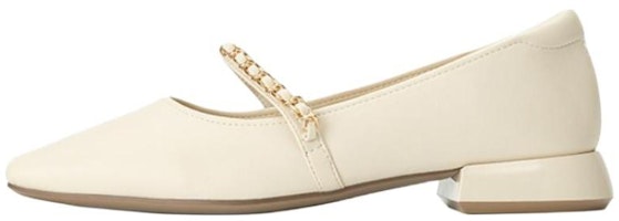 (Women) Aokang PU Casual Flats 'Beige Square Toe Slip-On' 1234111045 (Women) Aokang PU Casual Flats 'Beige Square Toe Slip-On' 1234111045