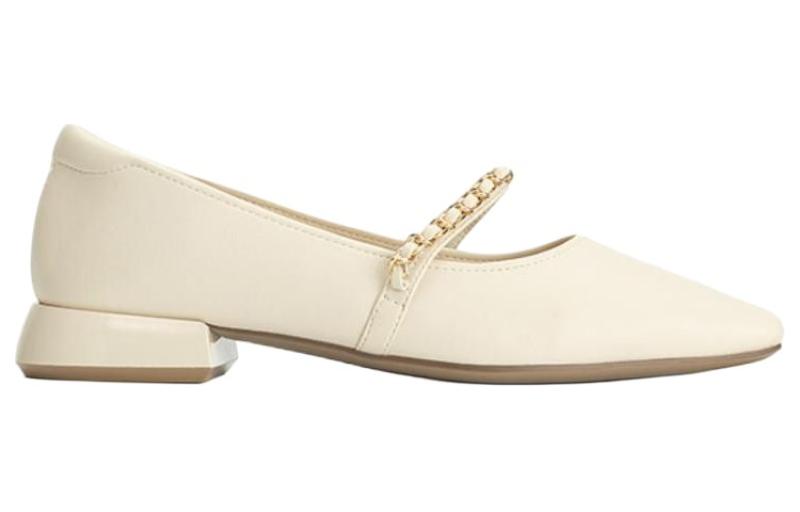 Order (Women) Aokang PU Casual Flats 'Beige Square Toe Slip-On' 1234111045