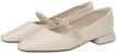 (Women) Aokang PU Casual Flats 'Beige Square Toe Slip-On' 1234111045