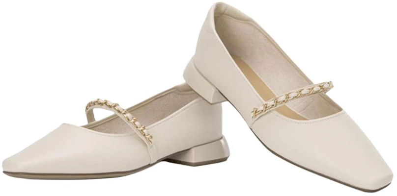 (Women) Aokang PU Casual Flats 'Beige Square Toe Slip-On' 1234111045 Purchase (Women) Aokang PU Casual Flats 'Beige Square Toe Slip-On' 1234111045