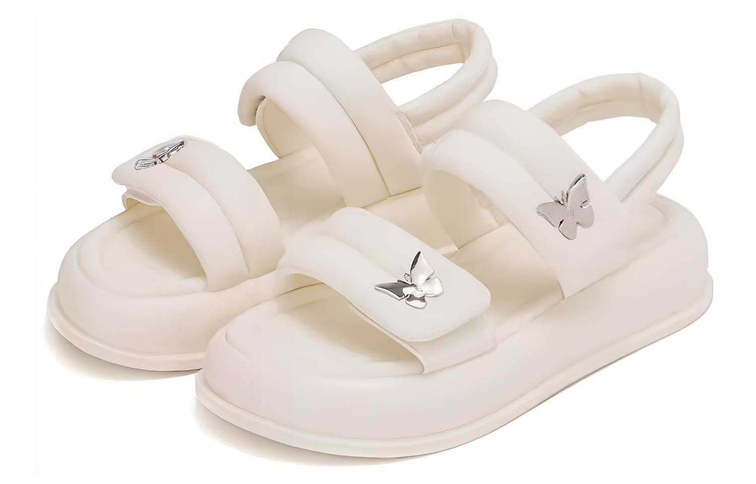 (W) Aokang PU Casual Versatile Sandals 'Beige' 圖 3