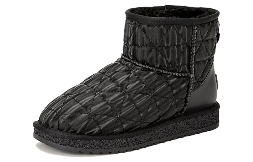 Buy (W) Aokang PU Sepatu Boots Hitam Fesyen Setengah Betis Ujung Bulat 1224021003