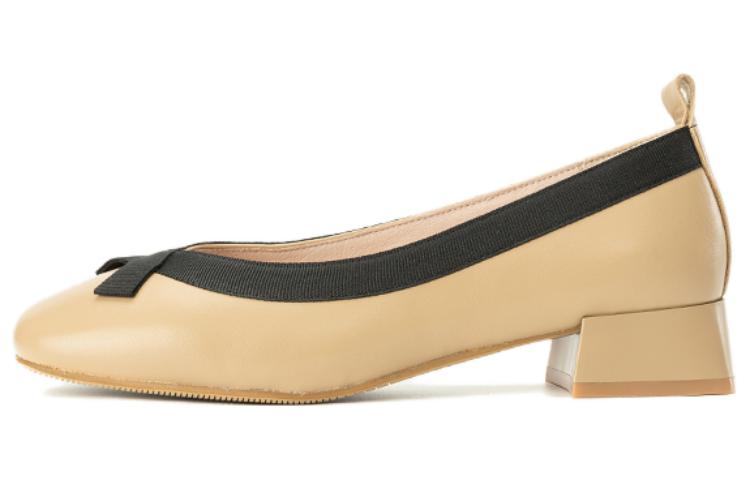 (Women) Aokang PU Round Toe Slip-On 'Khaki Black' 1234111007