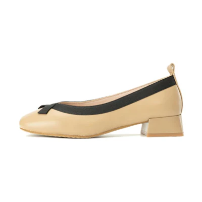 (W) Aokang PU Round Toe Slip-On 'Khaki Black'