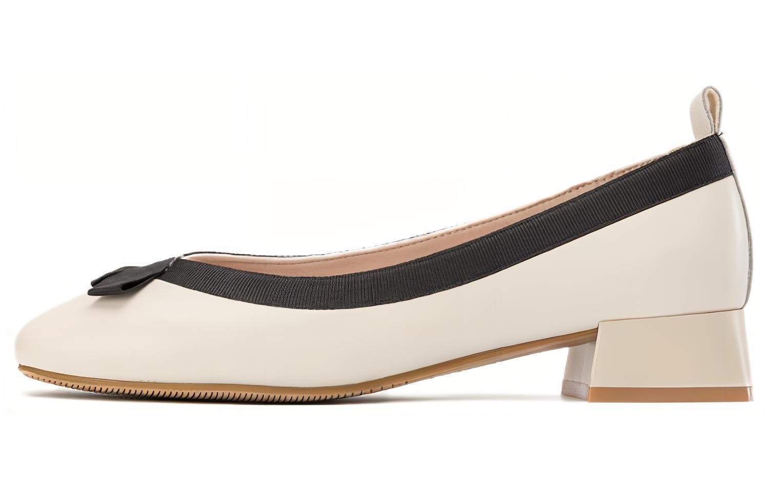 (Women) Aokang PU Round Toe Slip-On Casual Sneakers 'Beige Black' 1234111006