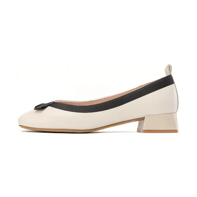 (W) Aokang PU Round Toe Slip-On Casual Sneakers 'Beige Black'