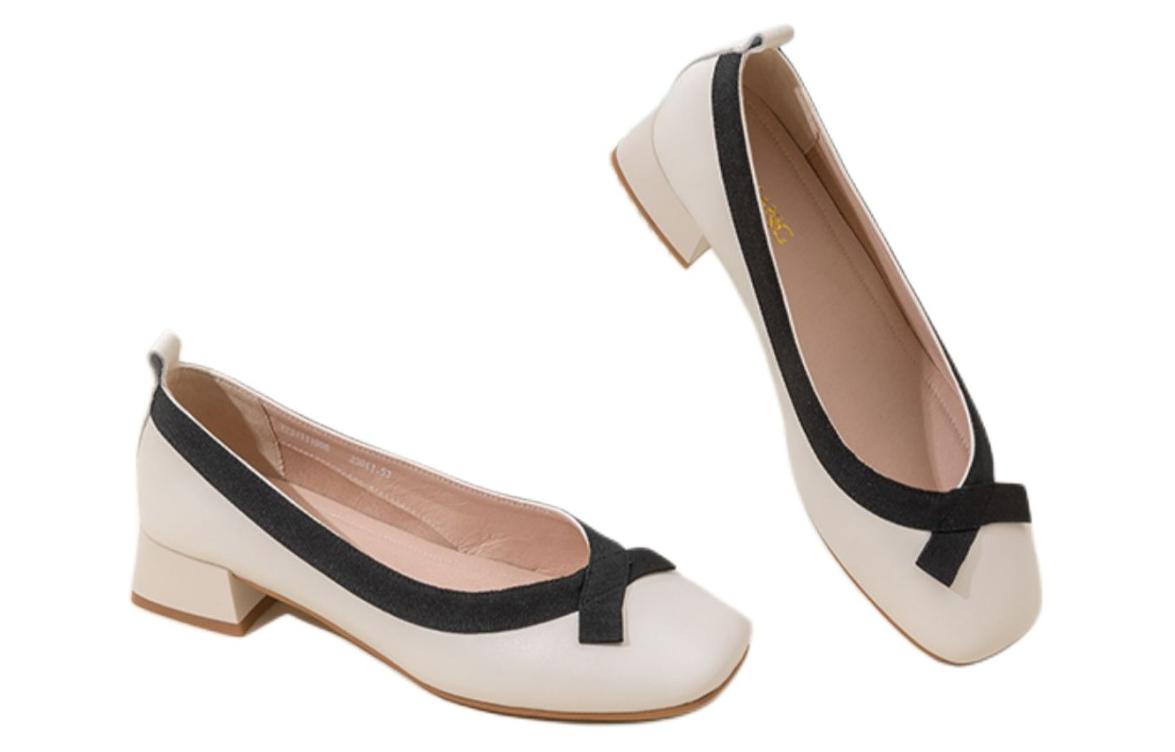 Shop (W) Sneakers Kasual Slip-On Aokang PU Round Toe 'Beige Black' 1234111006