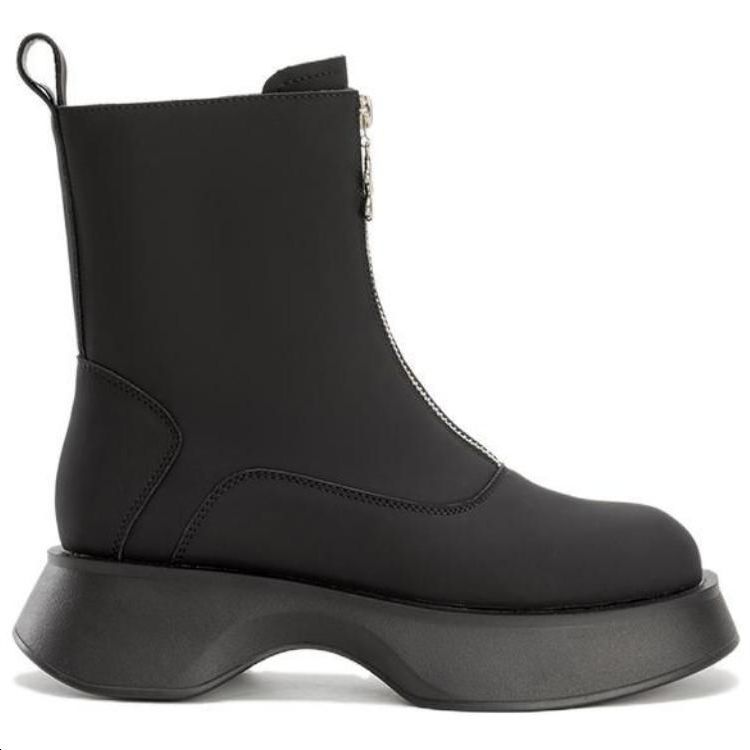 Order (W) 奥康PU圆头中筒切尔西靴'黑色'配拉链 1224913066
