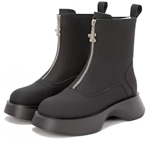 Lookbook (Women) Aokang PU Round Toe Zippered Mid-Calf Chelsea Boots 'Black' 1224913066