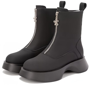 奧康AOKANG PU 圓頭 拉鍊 中筒 切爾西靴 女款 黑色 Lookbook 奧康AOKANG PU 圓頭 拉鍊 中筒 切爾西靴 女款 黑色