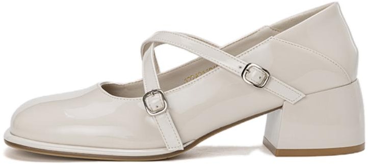 women-aokang-pu-square-toe-buckle-chunky-heel-beige-1224211060