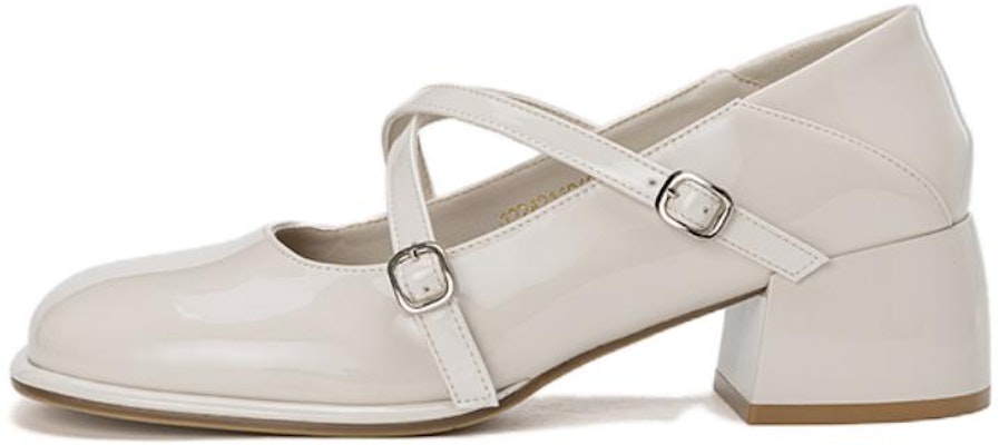 (W) 奥康PU方头搭扣粗跟鞋‘米色’ 1224211060 Buy (W) 奥康PU方头搭扣粗跟鞋‘米色’ 1224211060