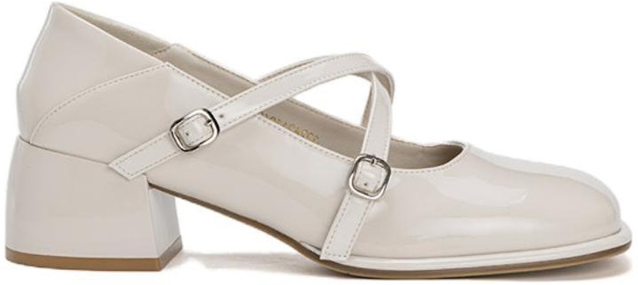 (W) 奥康PU方头搭扣粗跟鞋‘米色’ 1224211060 Order (W) 奥康PU方头搭扣粗跟鞋‘米色’ 1224211060