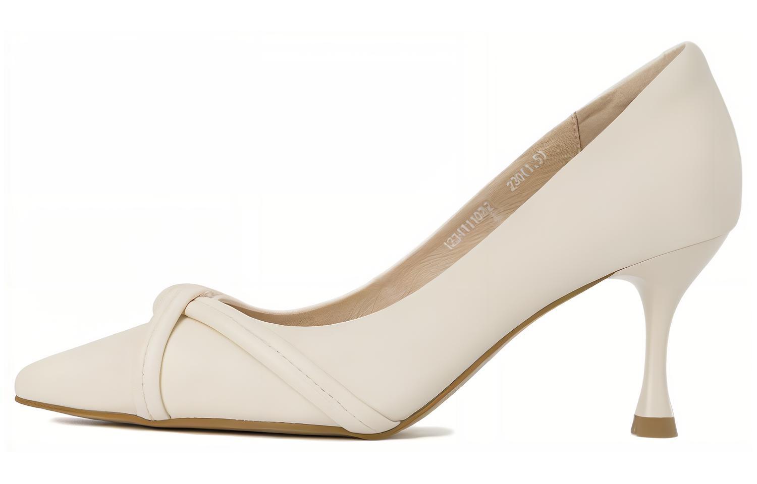 (Women) Aokang PU Toe-Cap Slip-On Stiletto 'Beige' 1234111022