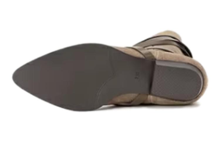 (W) Aokang Retro Cow Suede High-Top Boots 'Khaki' 圖 3