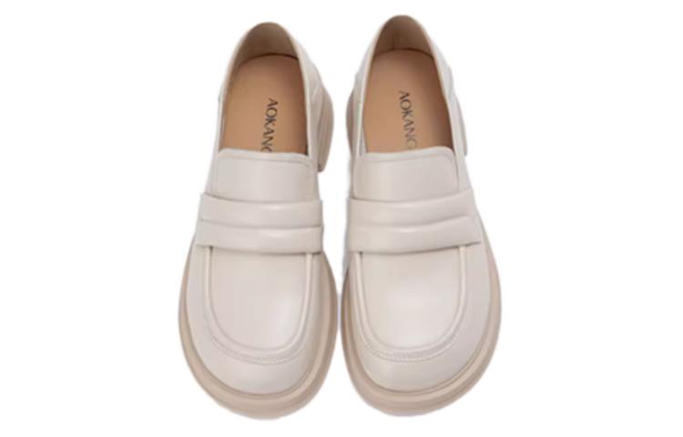 (W) Aokang Retro Fashion Versatile Loafer 'Beige' 圖 3