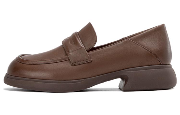 (Women) Aokang Retro Versatile Loafer 'Brown Leather' 1234414032