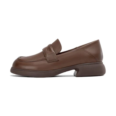 (W) Aokang Retro Versatile Loafer 'Brown Leather'