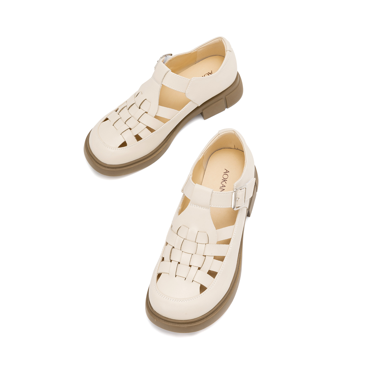(W) Aokang Roman Hollow-Out Casual Sneaker 'Beige' 圖 5
