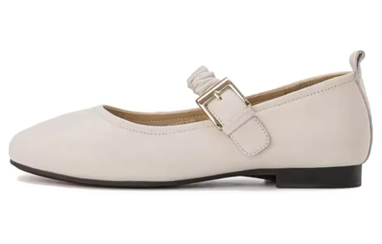 (Women) Aokang Round-Toe Buckle Casual Shoes 'Beige' 1224221029