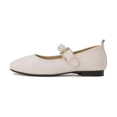 (W) Aokang Round-Toe Buckle Casual Shoes 'Beige'