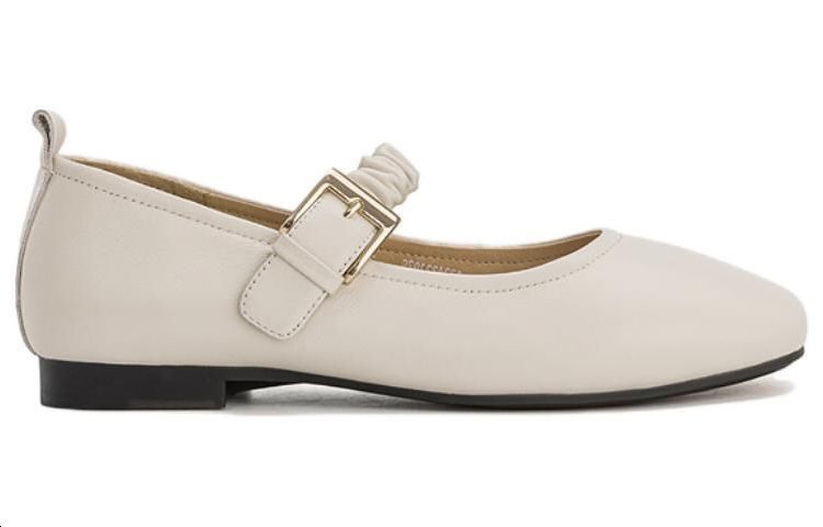 (W) Aokang Round-Toe Buckle Casual Shoes 'Beige' 圖 2