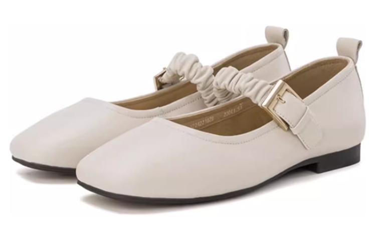 (W) Aokang Round-Toe Buckle Casual Shoes 'Beige' 圖 3