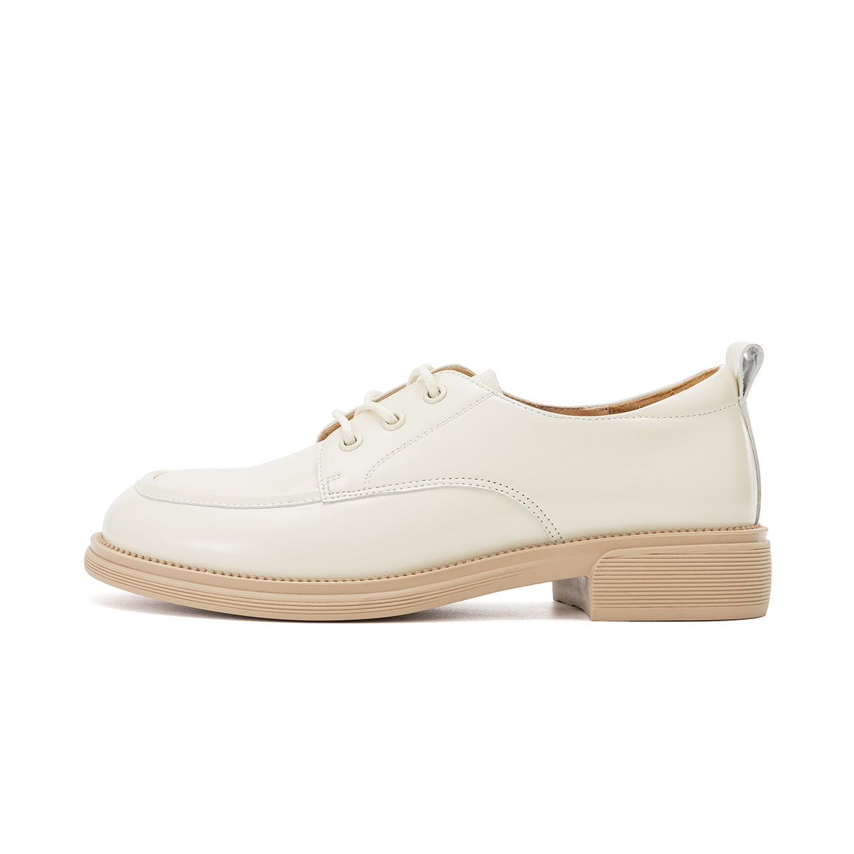 (Women) Aokang Round Toe Lace-Up 'Beige' 1224414012
