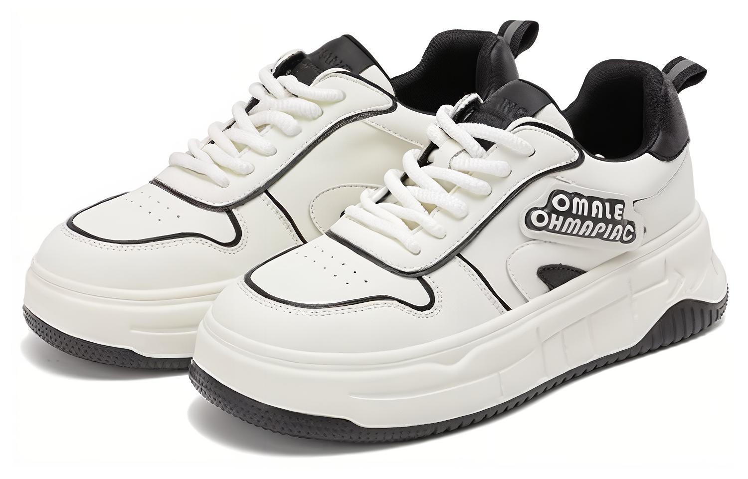 (W) Aokang Round Toe Lace-Up Low-Top Sneaker 'Beige Black' 圖 3