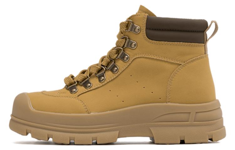 (W) Aokang Round Toe Lace-Up Mid-Calf Martin Boots 'Yellow Brown'