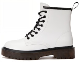 (Women) Aokang Round Toe Lace-Up Mid-Calf Martin Boots 'White' 1224913038 (Women) Aokang Round Toe Lace-Up Mid-Calf Martin Boots 'White' 1224913038