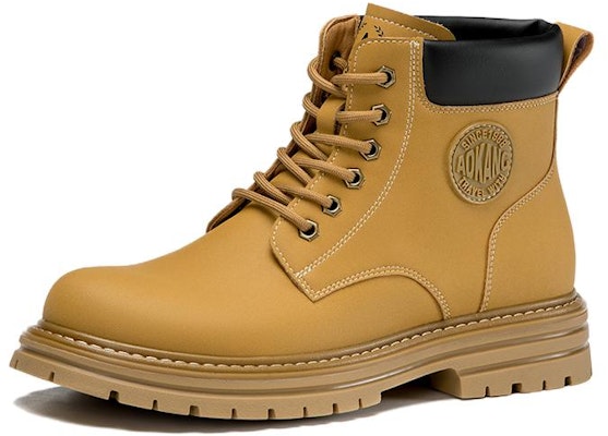(Women) Aokang Round Toe Lace-Up Mid-Calf Martin Boots 'Yellow' 1224913059 Order (Women) Aokang Round Toe Lace-Up Mid-Calf Martin Boots 'Yellow' 1224913059