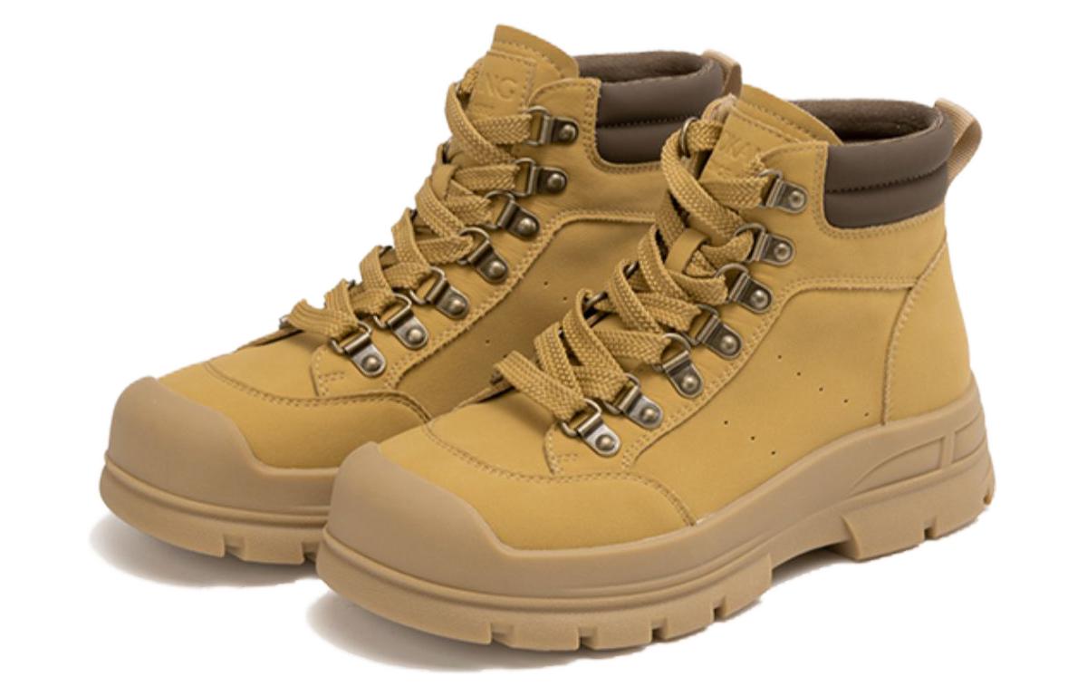 (W) Aokang Round Toe Lace-Up Mid-Calf Martin Boots 'Yellow Brown' 圖 3