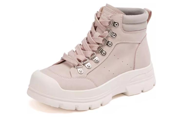 (W) Aokang Round Toe Lace-Up Mid-Top Martin Boots 'Pink Grey' 圖 3