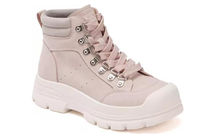 (W) Aokang Round Toe Lace-Up Mid-Top Martin Boots 'Pink Grey' 圖 4