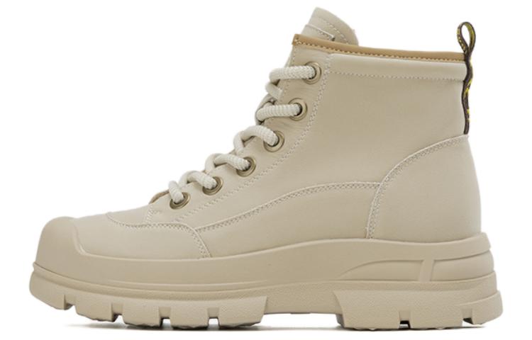 (Women) Aokang Round Toe Lace-Up Thick Sole Mid-Calf Martin Boots 'Apricot' 1234913003