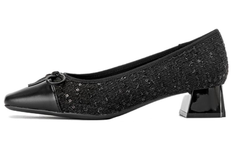 (W) Aokang Round Toe Slip-On Casual Shoes 'Black'