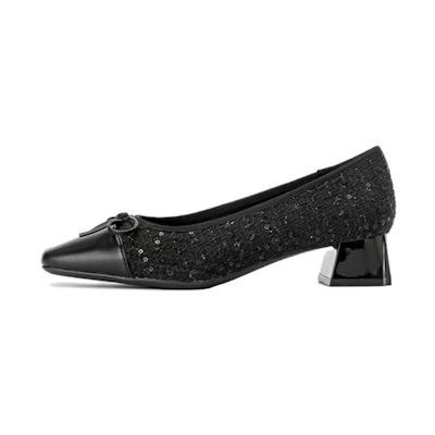 (W) Aokang Round Toe Slip-On Casual Shoes 'Black'