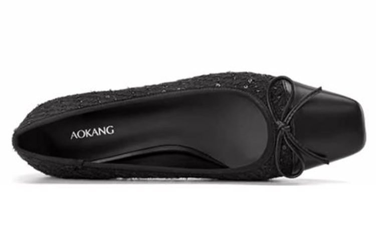 (W) Aokang Round Toe Slip-On Casual Shoes 'Black' 圖 5