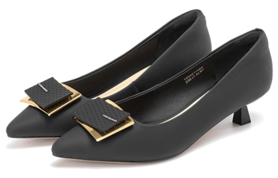 (W) Aokang Sheepskin 'Black Pointed Toe Stiletto' 圖 2